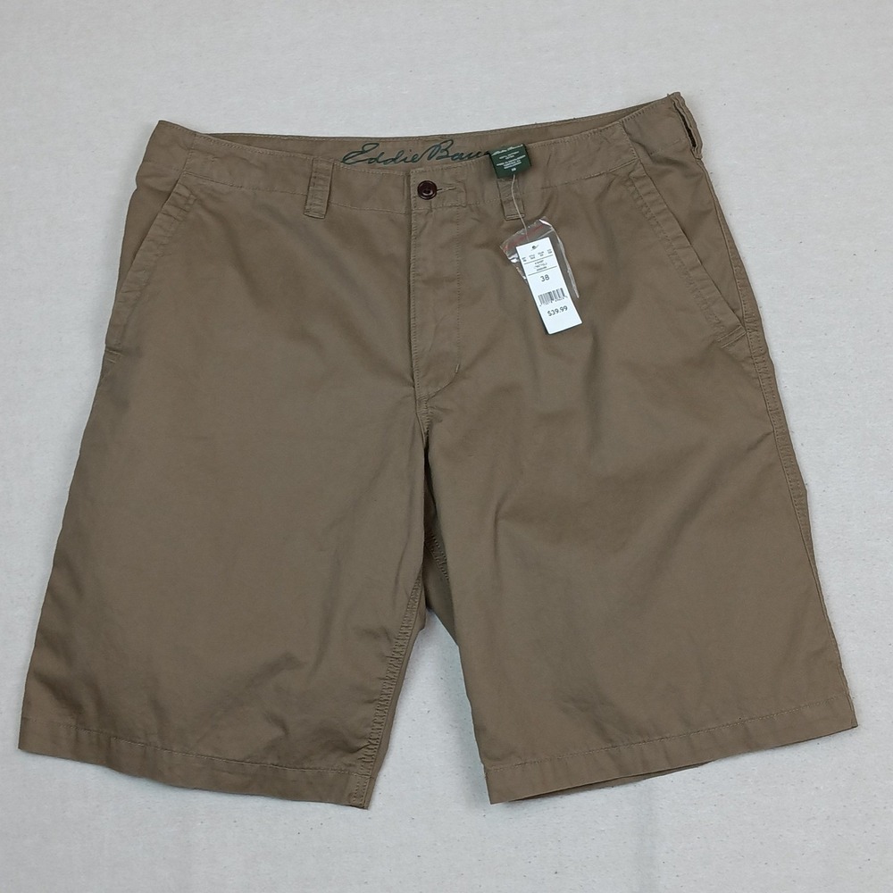 Eddie Bauer Mens 38 Lightweight Chino Field Shorts Mushroom Brown Cotton NWT